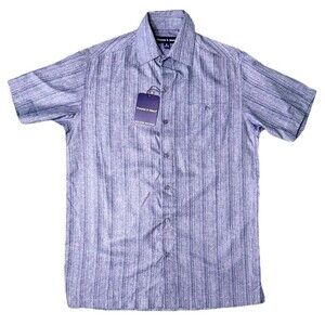 Mens Small Blue Striped Short Sleeve Shirt Classic Everyday Normcore Dadcore NEW